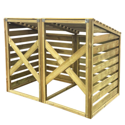 Medinė konteinerio stoginė, dviguba