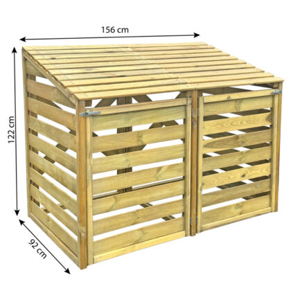 Medinė konteinerio stoginė, dviguba