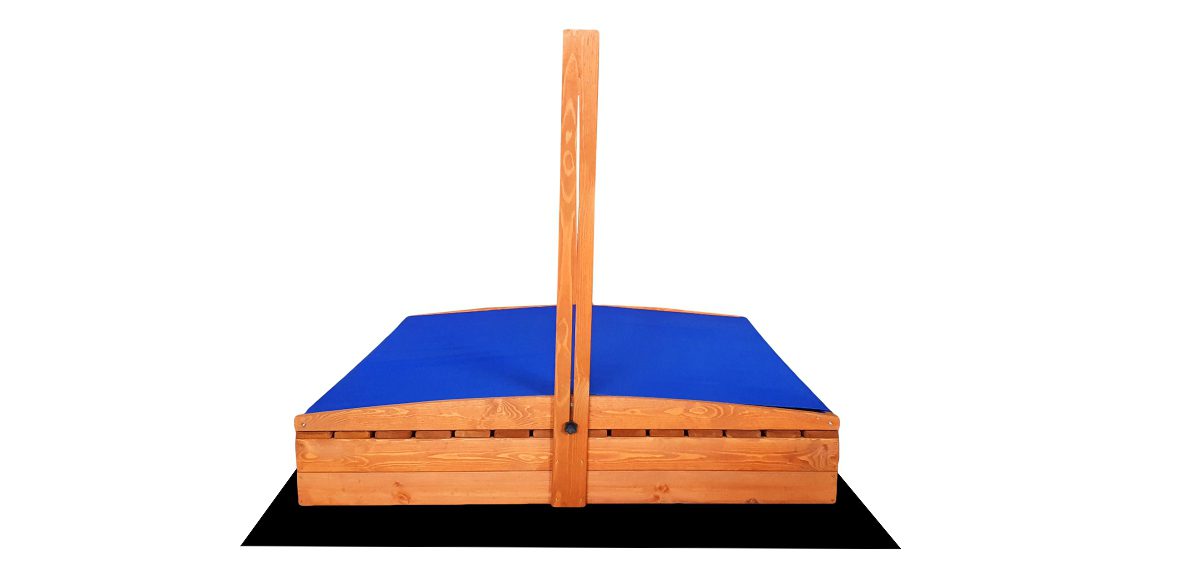Impregnuota medinė smėlio dėžė su mėlynos spalvos stogeliu, 140x140 cm