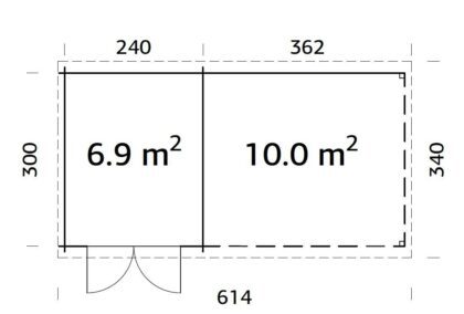 Medinis sodo namelis „Ela“ 6,9 + 10,0 m2