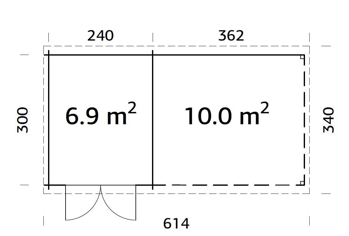 Medinis sodo namelis „Ela“ 6,9 + 10,0 m2