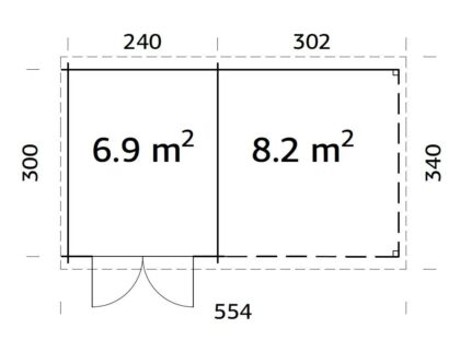 Medinis sodo namelis „Ela“ 6,9 + 8,2 m2