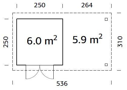 Medinis sodo namelis „Lara“ 6,0 + 5,9 m2