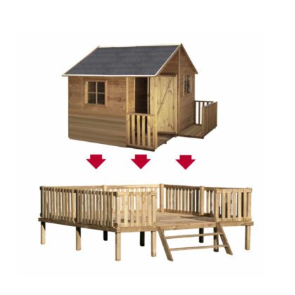 Medinis vaikų žaidimų namelis "Aviliukas" su medine platforma