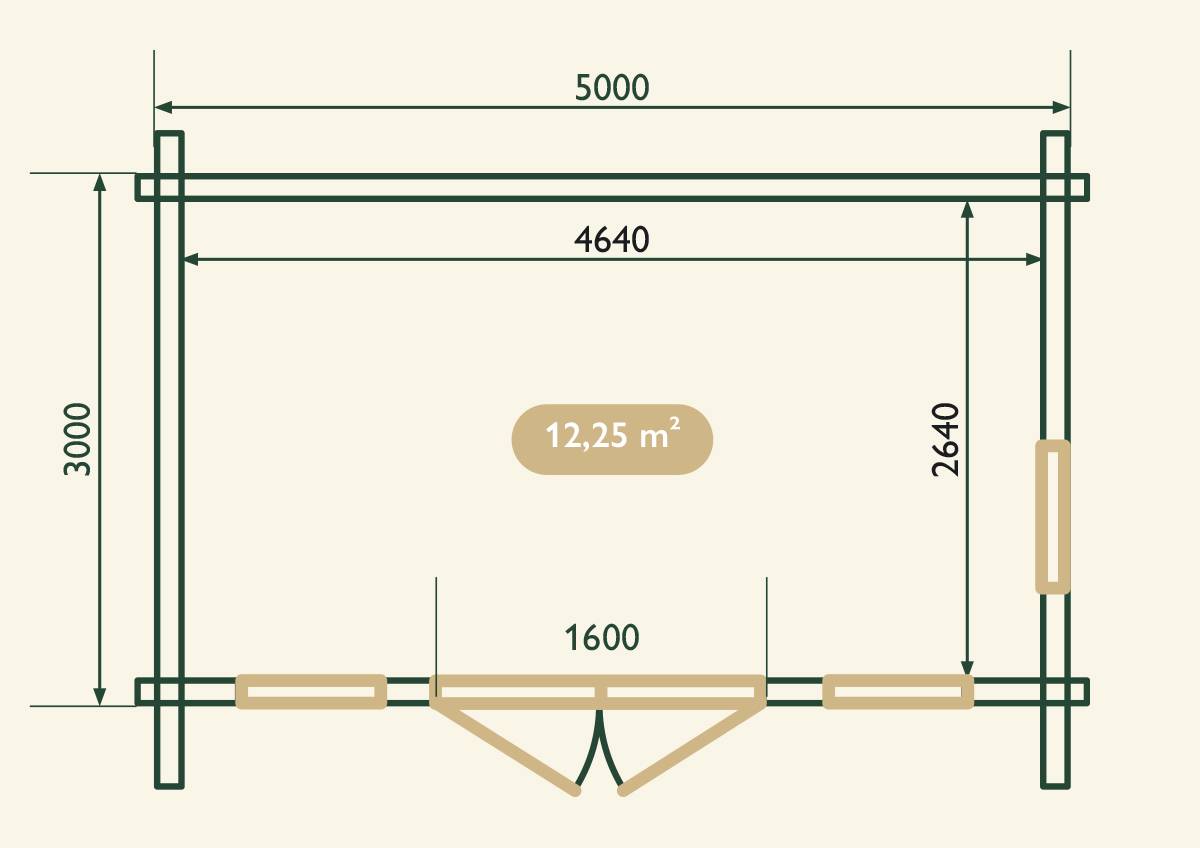 Medinis sodo namelis „Cezaris“ 12,7 m2