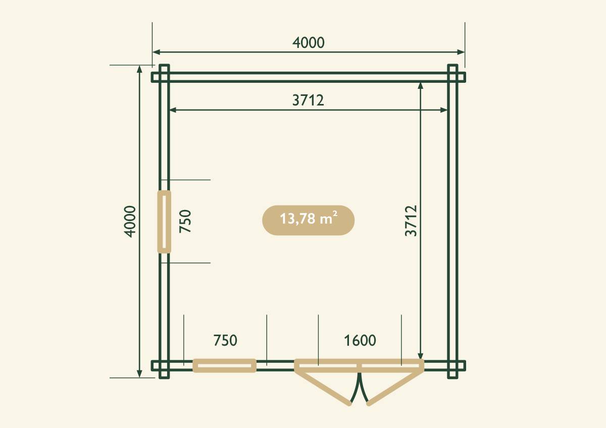Medinis sodo namelis „Girius“ 13,8 m2