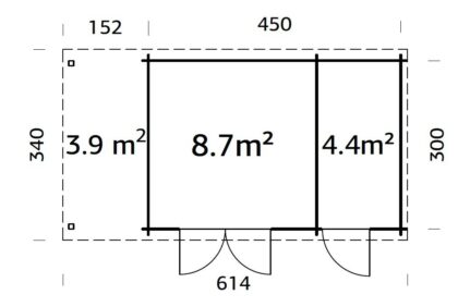 Medinis sodo namelis „Ela“ 13,1 + 3,9 m2