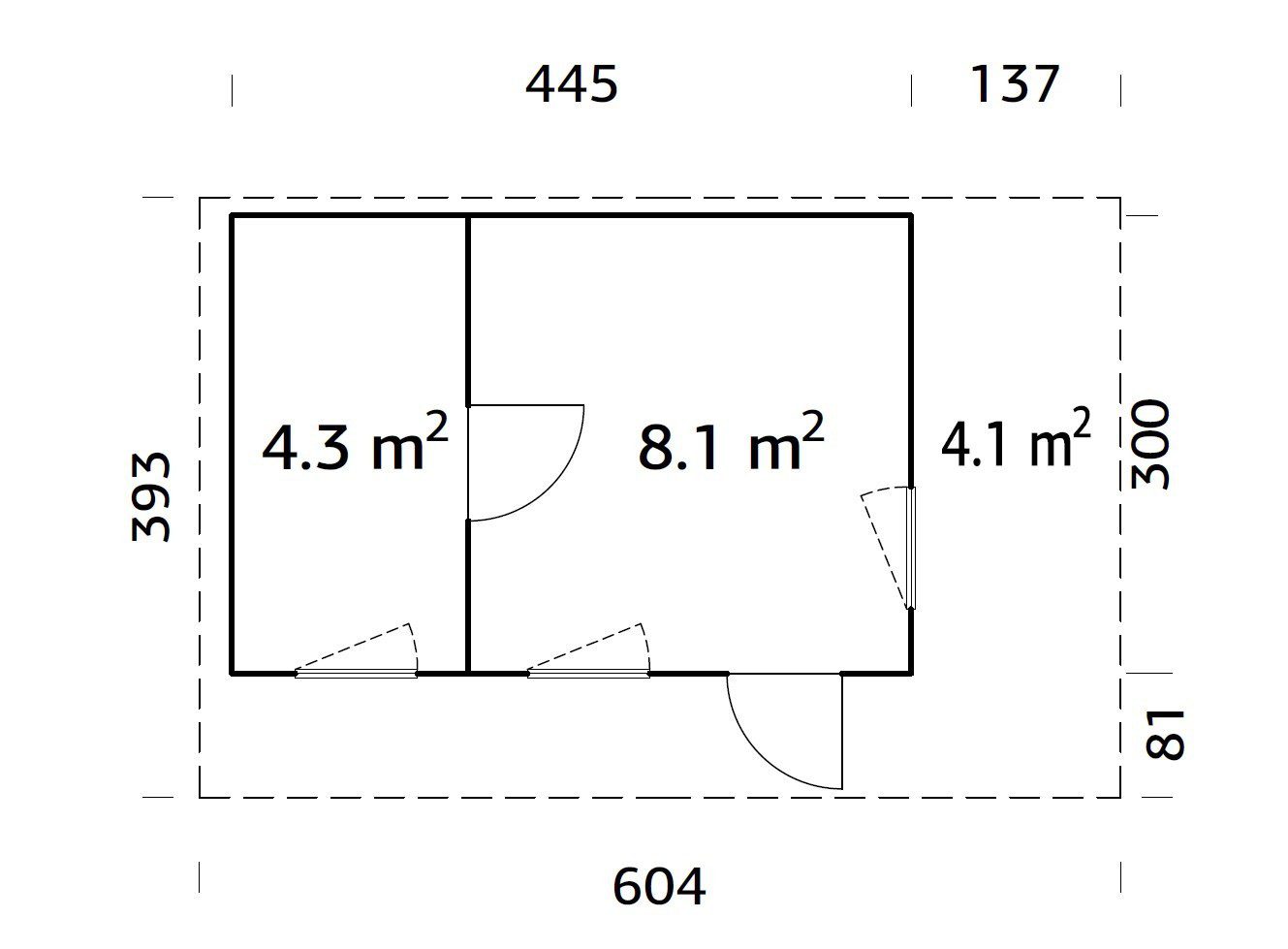 Medinis sodo namelis - namų biuras „Auksė“ 12,4 + 4,1 m2