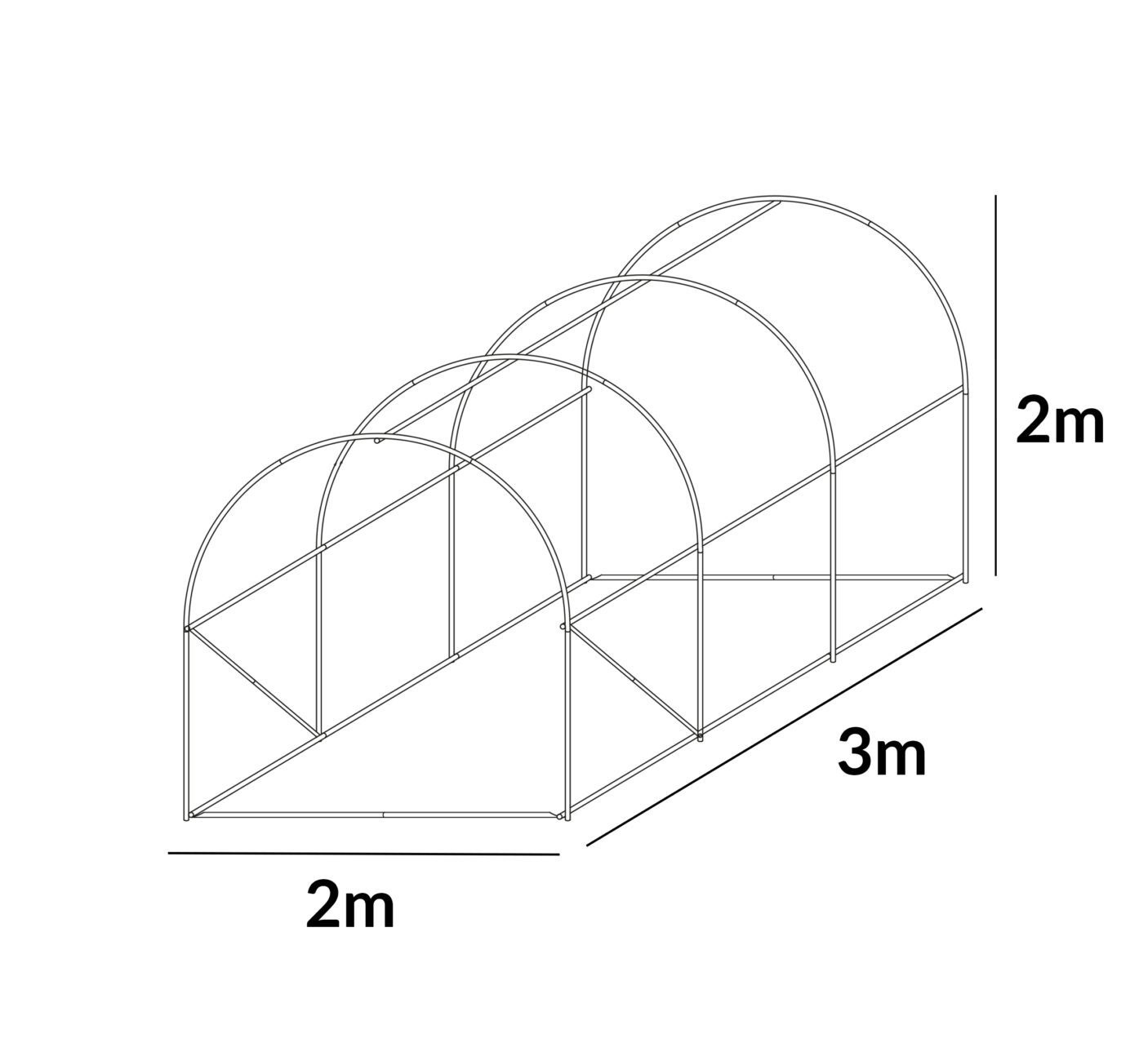 Šiltnamis su armuota plėvele, 6 m2, 2 x 3 m, žalias