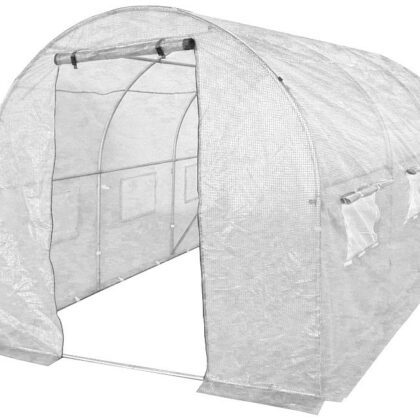 Šiltnamis su armuota plėvele, 9 m2, 2 x 4,5 m, baltas