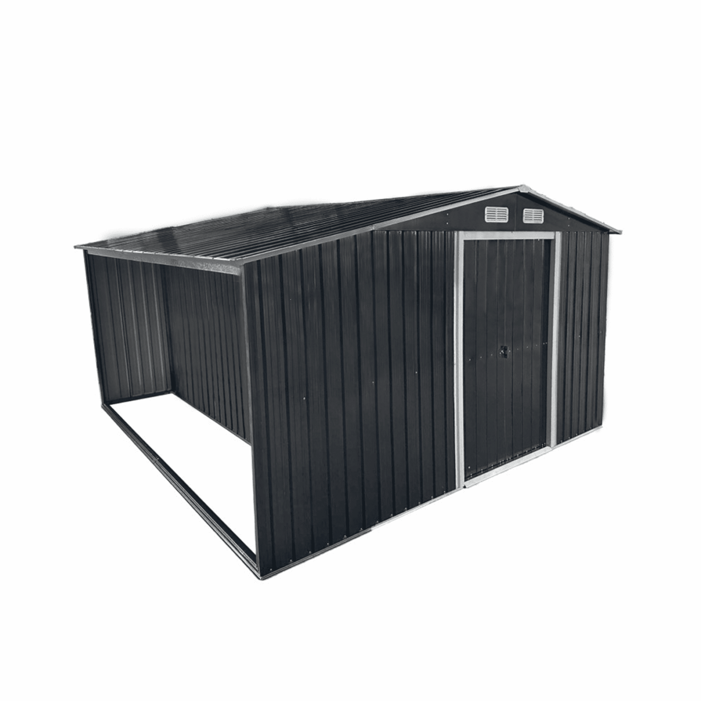 Metalinis sandėliukas "Apuokas" su malkine, 10 m2 - Image 1