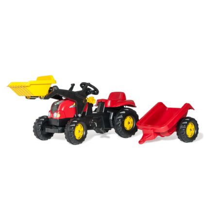 Minamas traktorius su krautuvu ir priekaba, Kid-X, raudonas