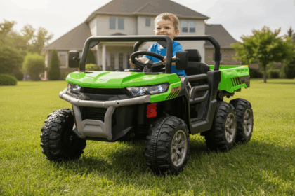 Vaikiškas elektrinis bagis su priekaba, žalias - Image 2