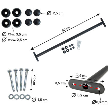 Metalinis skersinis 90 cm, antracito