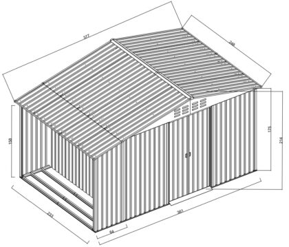 Metalinis sandėliukas su malkine, 9,35 m2, antracitas