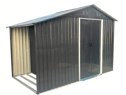 Metalinis sandėliukas su malkine, 9,35 m2, antracitas