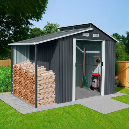 Metalinis sandėliukas su malkine, 5 m2