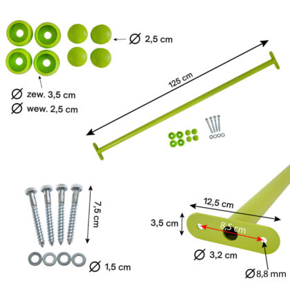 Metalinis skersinis 125 cm, šviesiai žalias