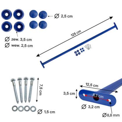 Metalinis skersinis 125 cm, mėlynas