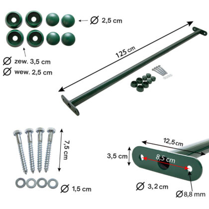 Metalinis skersinis 125 cm, žalias