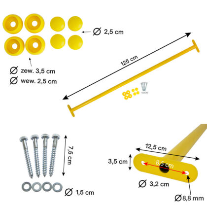Metalinis skersinis 125 cm, geltonas