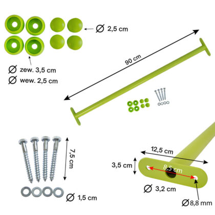 Metalinis skersinis 90 cm, šviesiai žalias