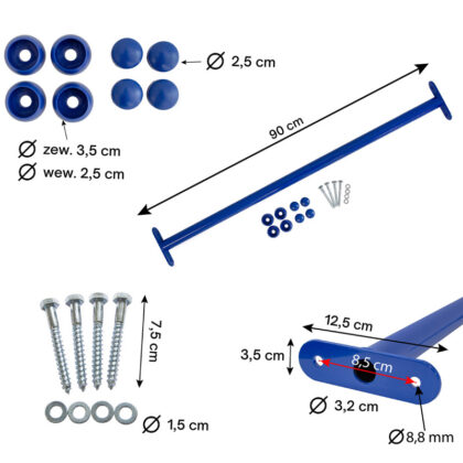 Metalinis skersinis 90 cm, mėlynas