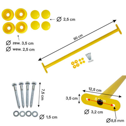 Metalinis skersinis 90 cm, geltonas