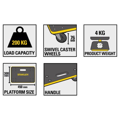 STANLEY MS573 Klijuotos faneros vežimėlis 200 kg vidutinio svorio