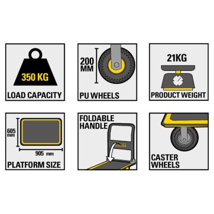STANLEY FATMAX 704 plieninis platforminis vežimėlis 350 kg